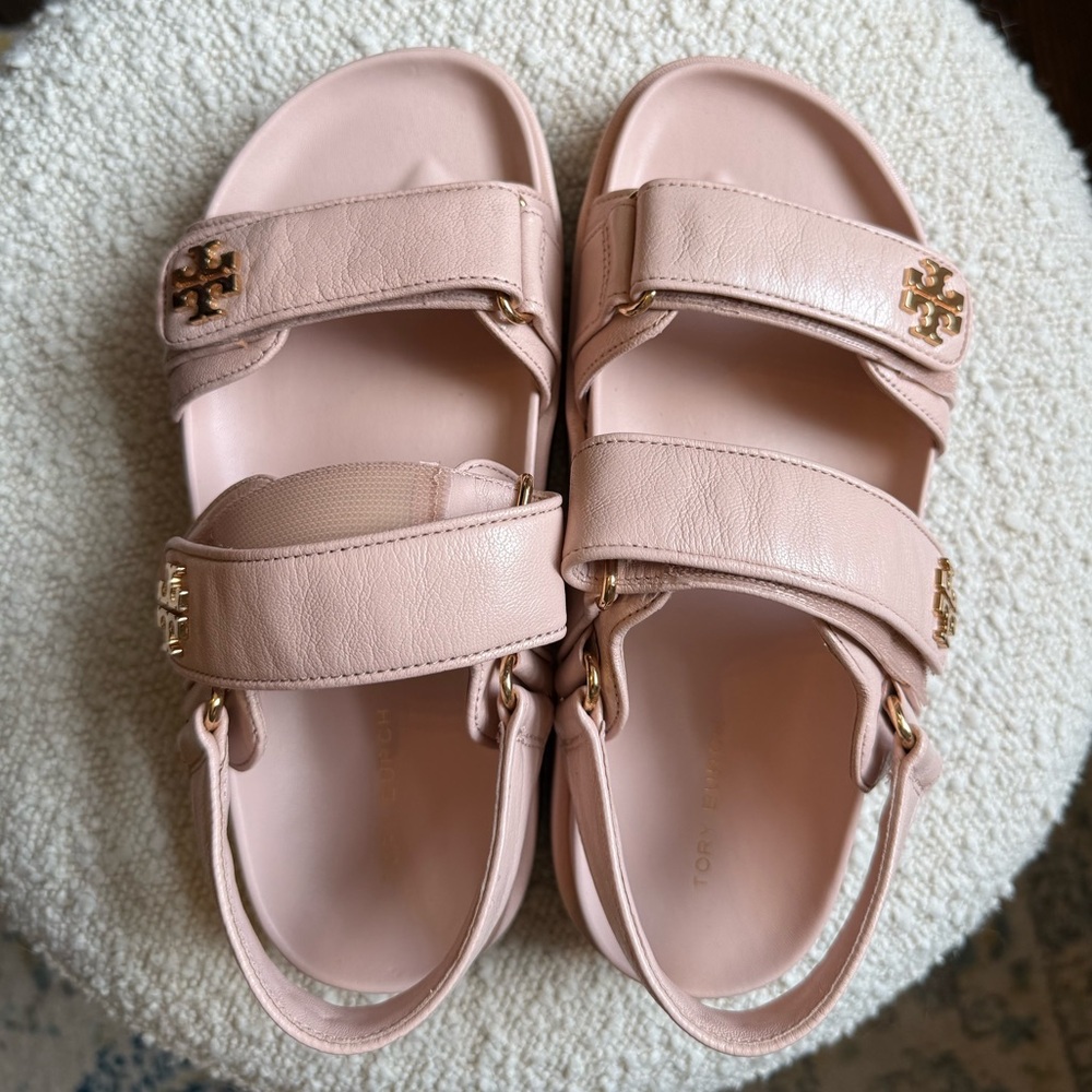 Tory Burch Blush Leather Sandals with Gold Accents Never Worn!